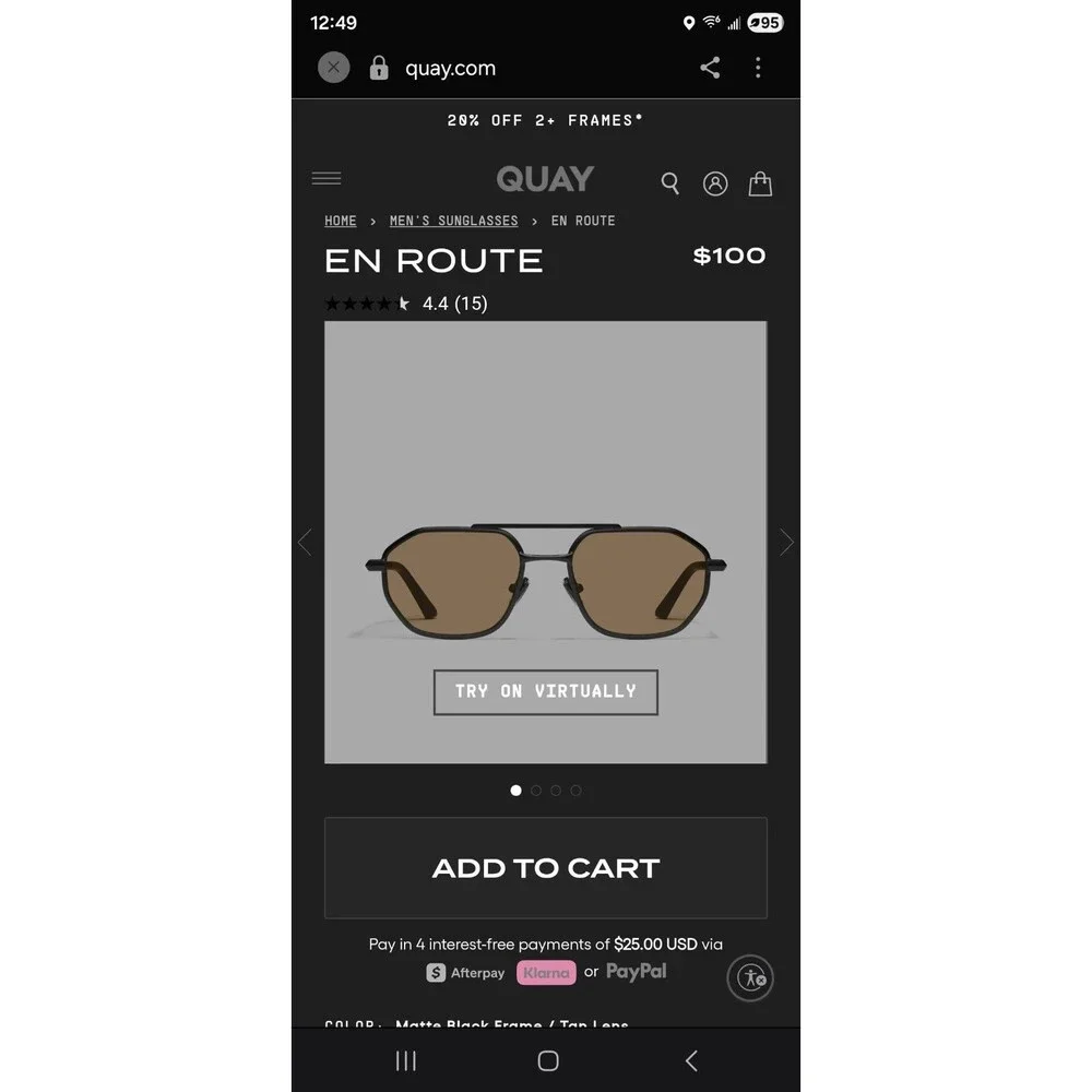 Quay En Route Aviator Sunglasses  a matte black metal frame and tan lenses.